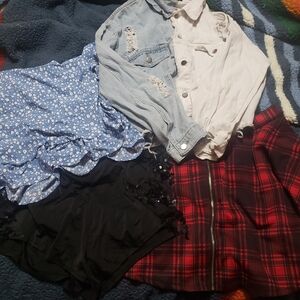 Lot Of 4 Items Ladies Plus Most 2XL Skirts, Shorts, jean Jacket Club Wear